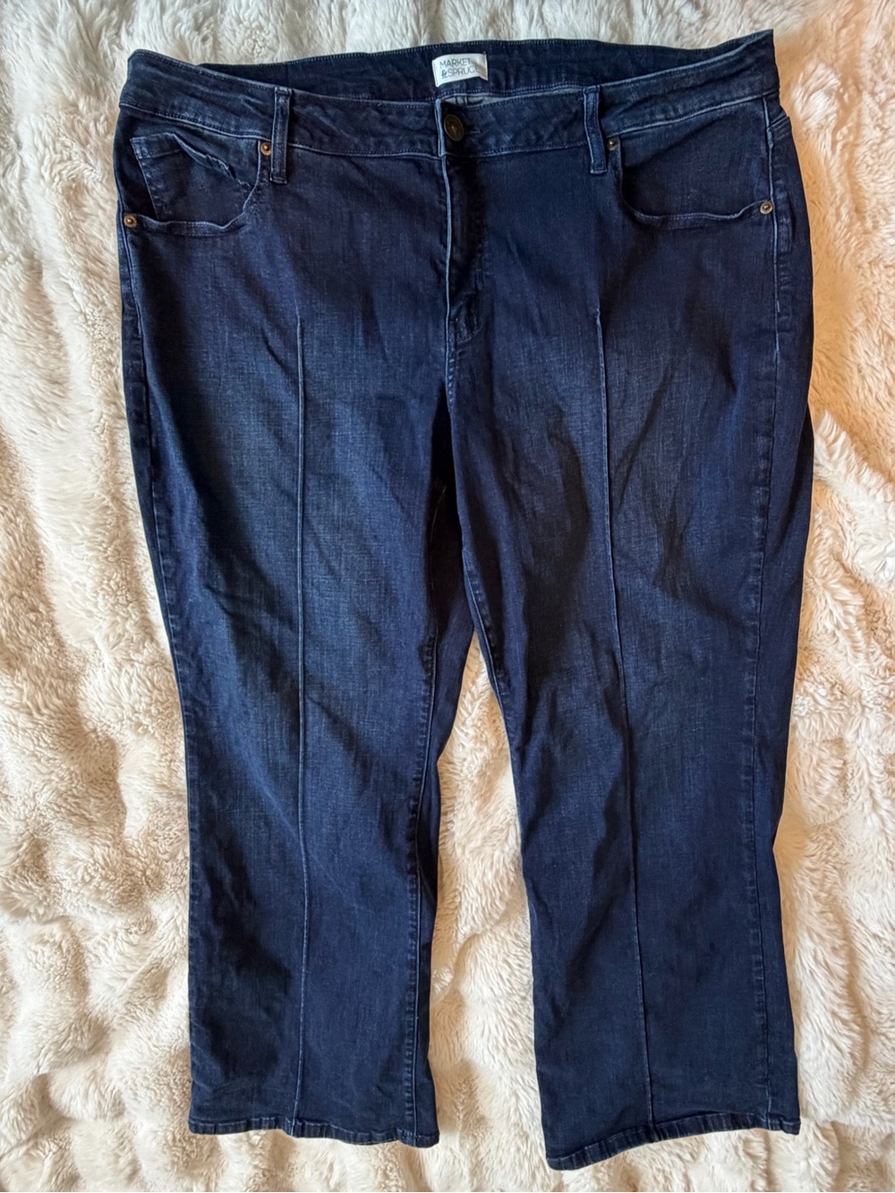 Market & Spruce 18W Pintuck Straight Leg Jeans Dark Wash Stitch Fix